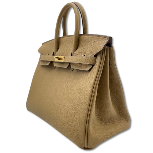 Hermes Birkin 25 비스킷 토고 골드 ​​하드웨어 B가 새겨 져 있습니다