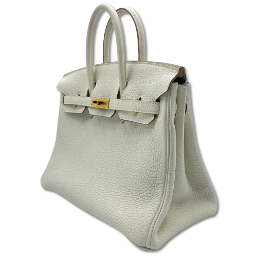 Hermes Birkin 25 버섯 토고 골드 ​​하드웨어 B가 새겨 져 있습니다