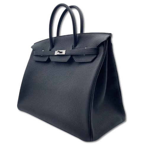 Hermes Birkin 40 Noir Togo Silver Metal Fitting K Engraved
