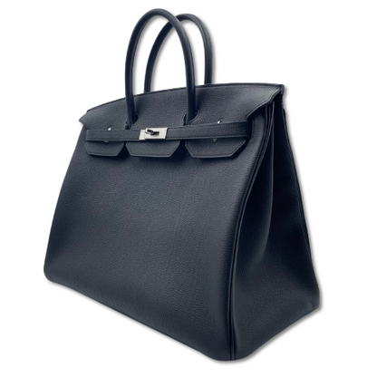 Hermes Birkin 40 Noir Togo Silver Metal Fitting K Engraved