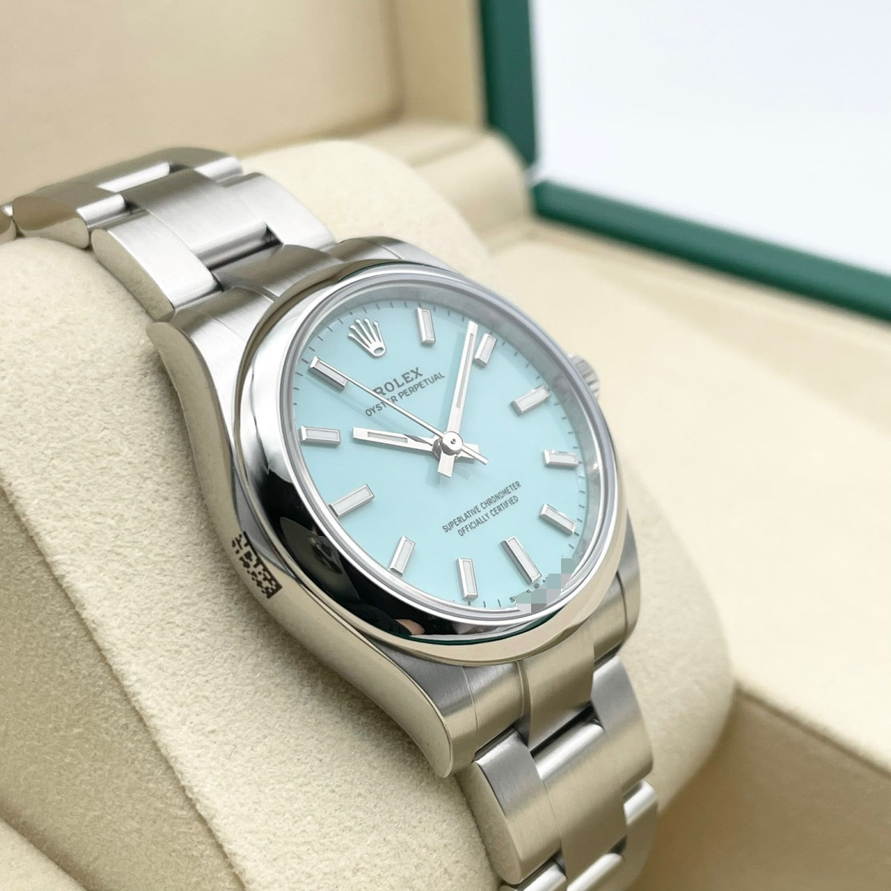 Pre-Owned [Full-out regular protective seal included] Rolex Oyster Perpetual 277200 Turquoise Blue Stainless Steel 31mm
