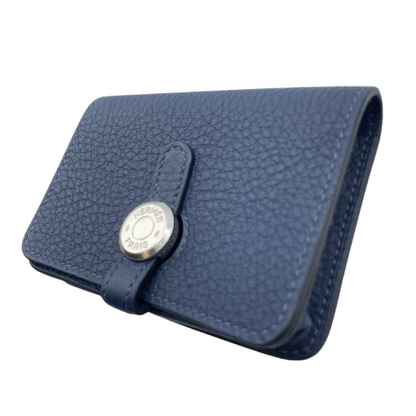 プレオウンド エルメス ドゴンカードケース ブルーアビス トゴ シルバー金具 W刻印