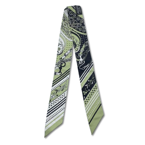 プレオウンド エルメス ツイリー Festival des Amazones Bandana アマゾンの祭典 バンダナ グリーン シルク100％