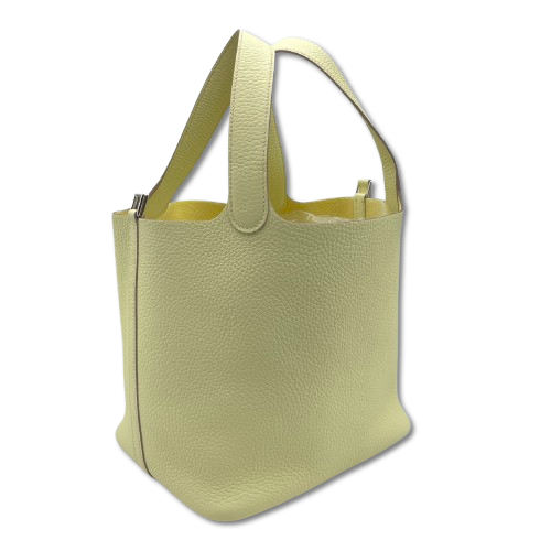 Pre-Owned Hermes Picotin Lock MM Jaune Milton Torillon Clemence Silver Fitting K Engraved