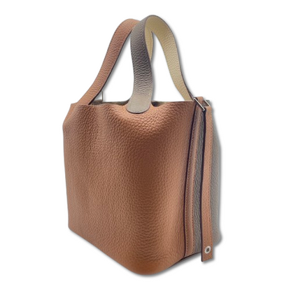 Pre-Owned Hermes Picotan Rock Cazac PM Etoupe/Gold Taurillon Clemence Silver Hardware U engraved