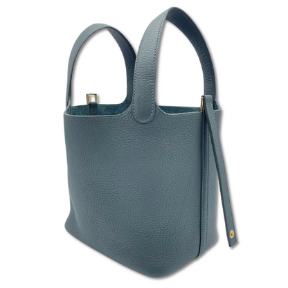 Pre-owned Hermes Picotan Lock PM Vert Mangrove Taurillon Clemence Gold hardware K stamp