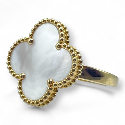 プレオウンドヴァンクリーフ＆アーペル マジック アルハンブラ リング VCARF78955 マザーオブパール イエローゴールド 14号