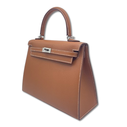 Pre-Owned Hermes Kelly 25 Gold Vaux Madame Silver Hardware K Stamp