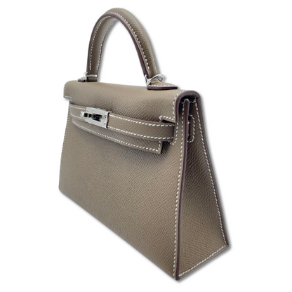 Pre-owned Hermes Mini Kelly Etoup Epson Silver hardware K stamp