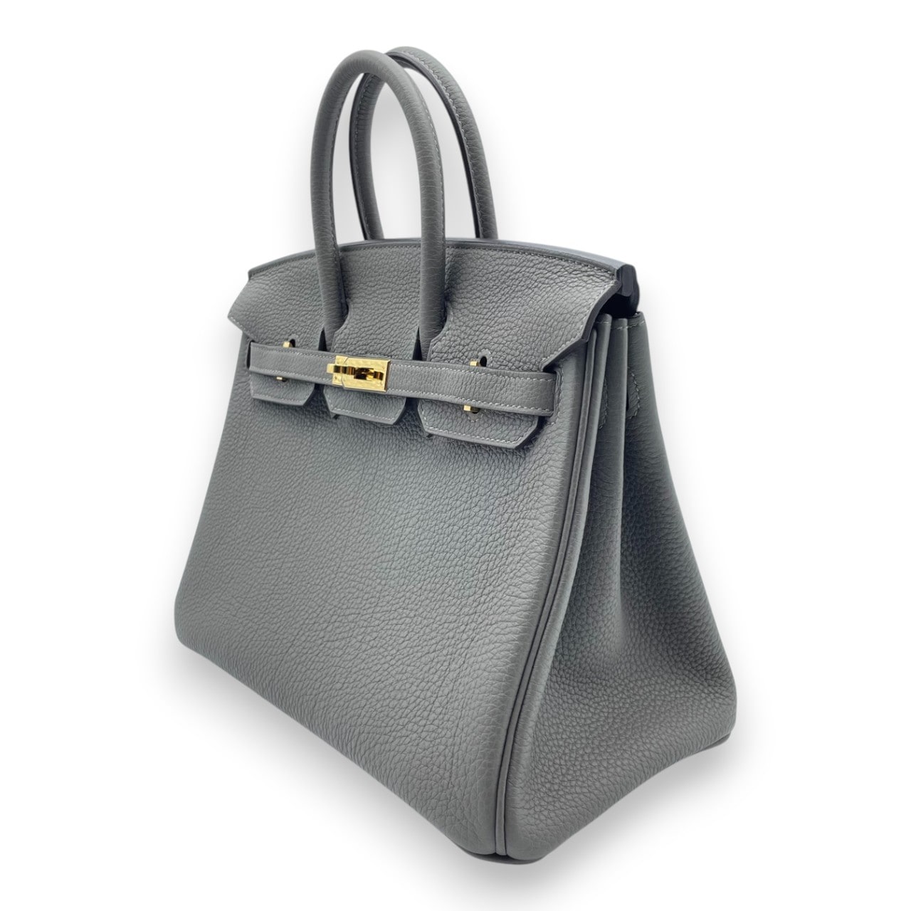 Pre-owned Hermes Birkin 25 Ethane Togo Gold hardware B engraved