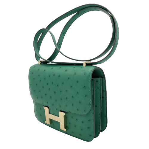 [현금 특별 가격] Hermes Constance Mini 타조 금 하드웨어 B 새겨 져