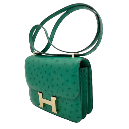 [현금 특별 가격] Hermes Constance Mini 타조 금 하드웨어 B 새겨 져
