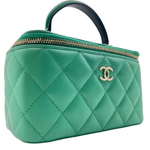 CHANEL Lambskin Matelasse Vanity Back Chain Shoulder Bicolor