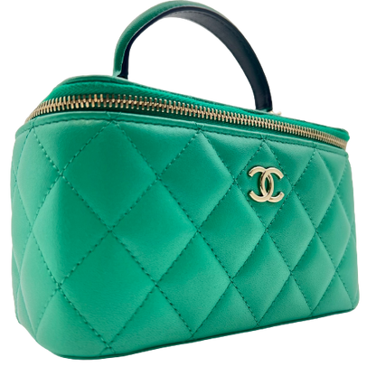 CHANEL Lambskin Matelasse Vanity Back Chain Shoulder Bicolor