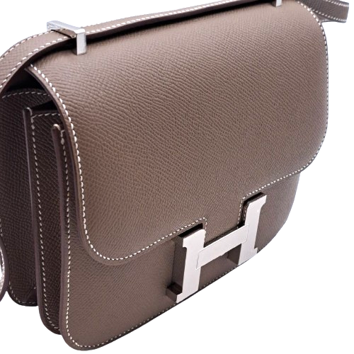 Hermes Constance Mini 18 Etoupe Epson Silver Fittings B 새겨 져