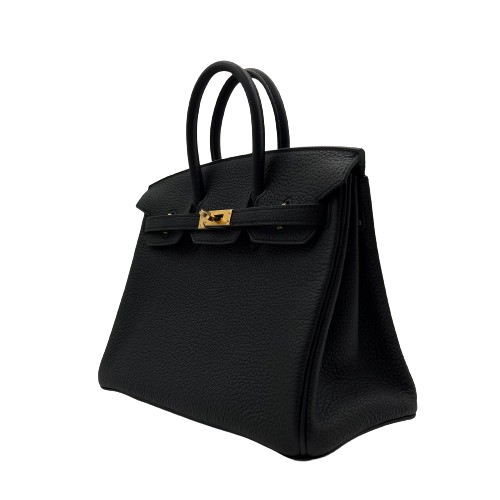 Hermes Birkin 25 Noir Togo Gold Hardware B가 새겨 져 있습니다