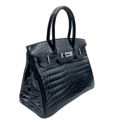 [售出的價格明顯低於常規價格！]呢Hermes Birkin 30 NILOTTICUS黑色銀色金屬配件Z刻了