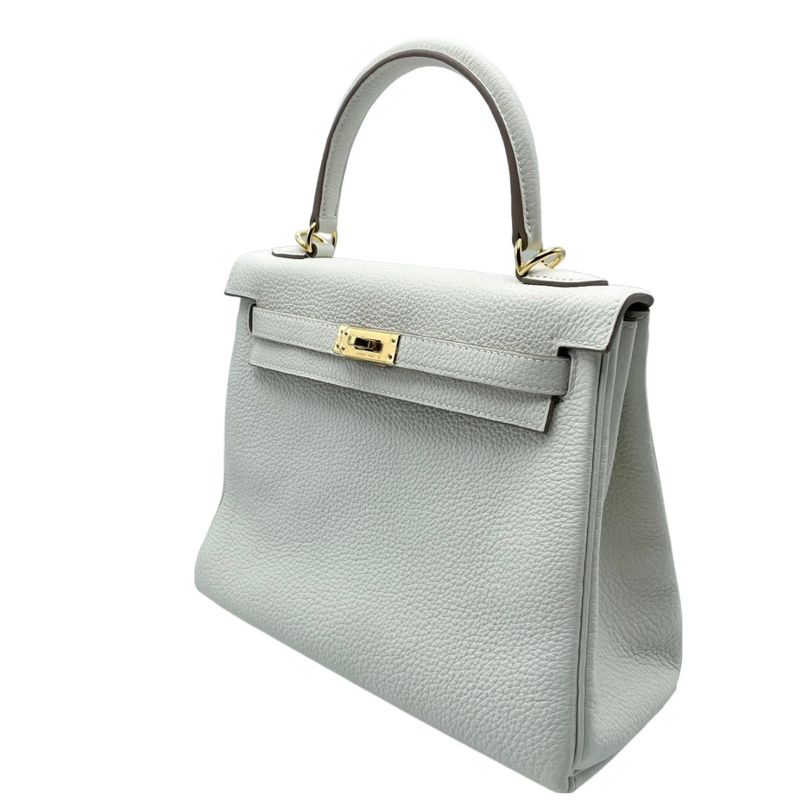 Pre-Owned Hermes Kelly 25 Mushroom Togo Gold Hardware B Engraved