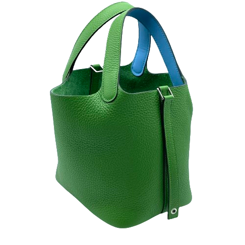 Pre-Owned Hermes Picotin Lock PM Torillon Clemence Veryucca x Celeste Silver Fittings W Engraved