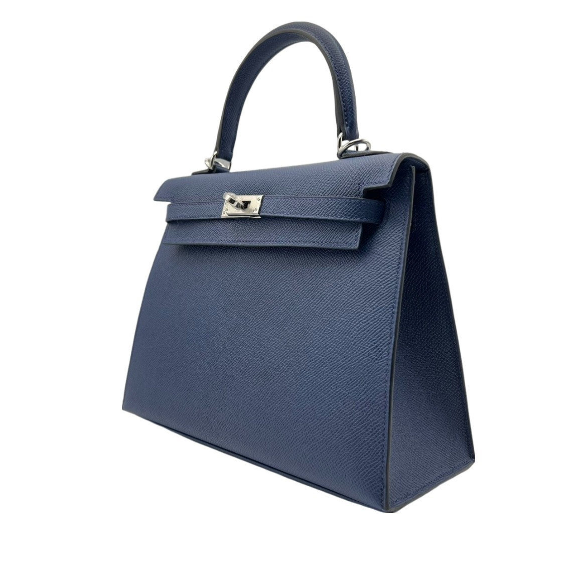 Pre-Owned Hermes Kelly 25 Blue Navy Vaud Epson Silver Fittings W Engraved