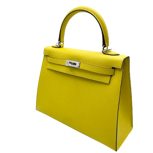 [현금 가격] Hermes Kelly 25 Jaune Naples Epson Silver Fittings B 새겨 져