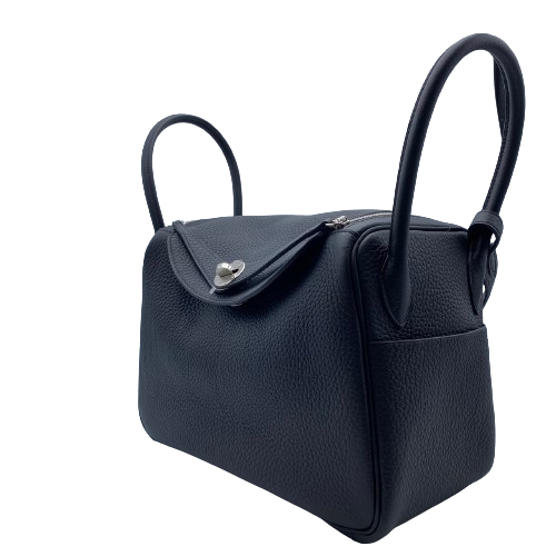 [Cash Price] Hermes Lindy 26 Noir Torillon Clemence Silver Fittings B Engraved