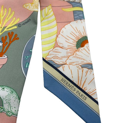 헤르메스 Twilly Precious Paradise Veil Amand / Apricot / Blue Jean Silk