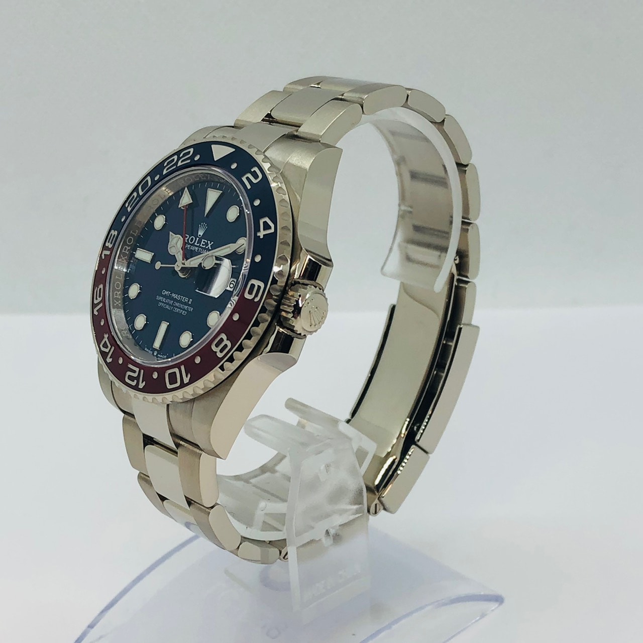 사전 소유 롤렉스 GMT 마스터 II 126719Blro 굴 팔찌 블루 화이트 골드