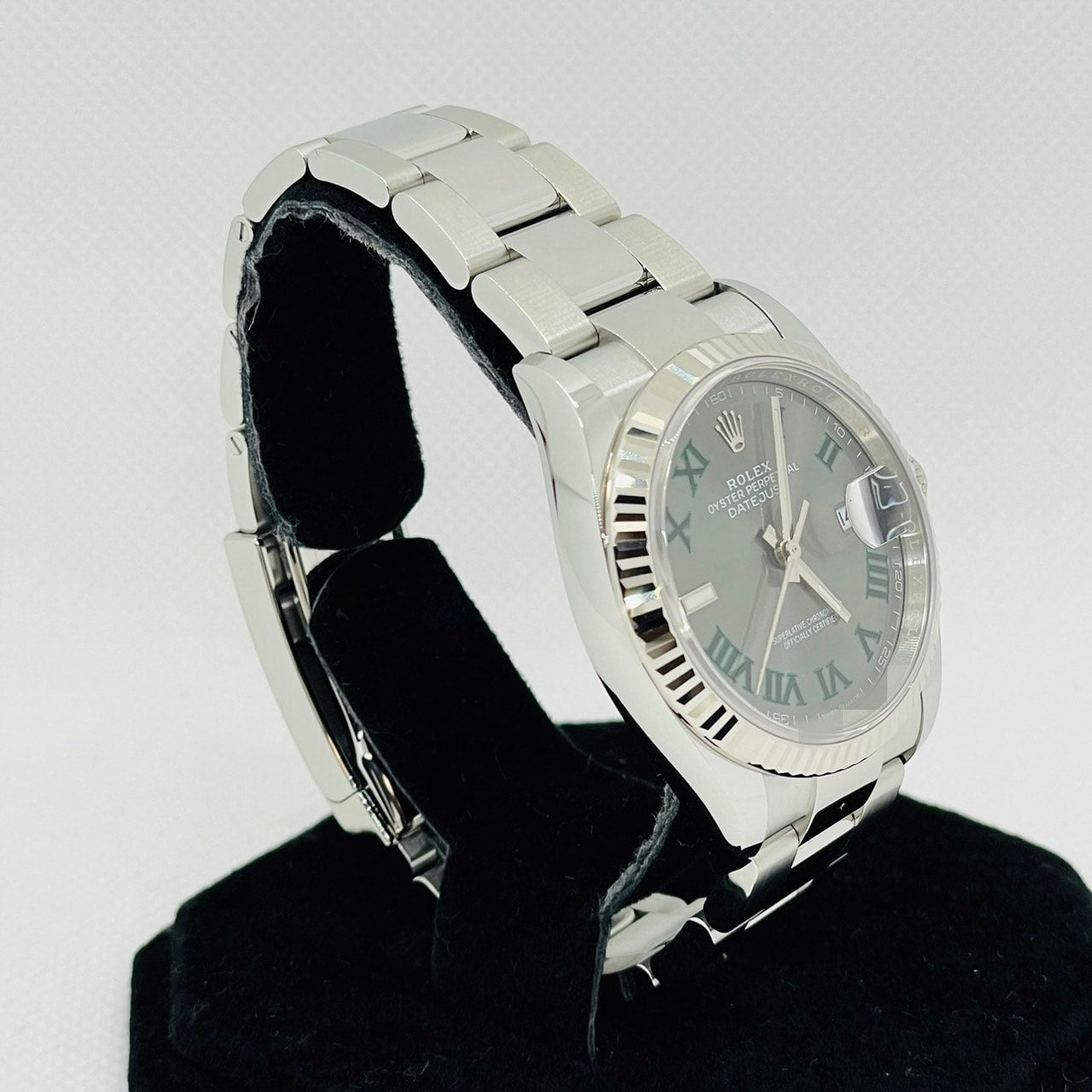 사전 소유의 롤렉스 데이트 주목 126234 슬레이트 로마 굴 팔찌 36mm