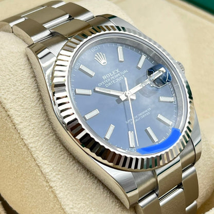 プレオウンド ロレックス デイトジャスト 126334 オイスターブレス ブライトブルー フルーテッドベゼル41ｍｍ