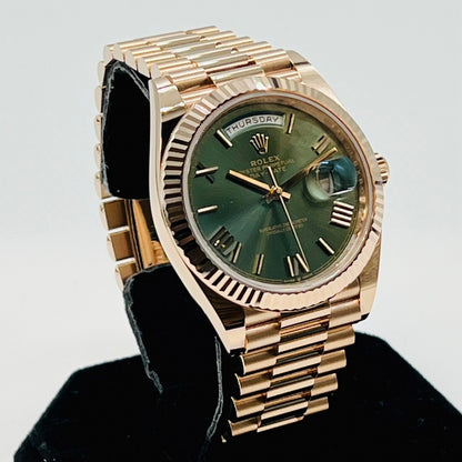 プレオウンド ロレックス デイデイト 228235 エバーローズゴールド オリーブグリーン ローマン 40mm