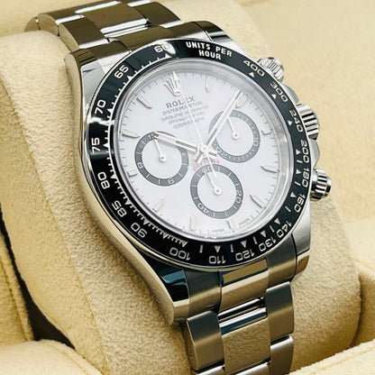 [새로운 2023] 롤렉스 데이토나 126500LN 화이트 40mm 스테인레스 스틸 굴 팔찌