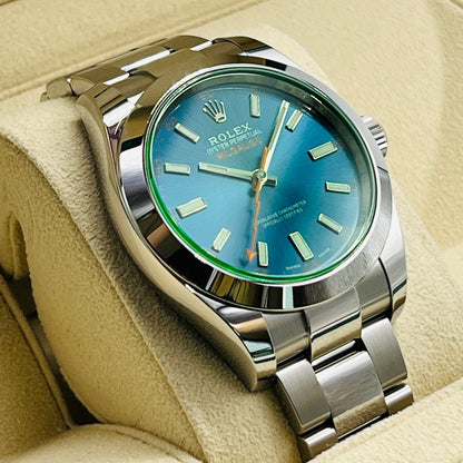 사전 소유 롤렉스 밀가우스 116400GV Z 블루 40mm 굴 팔찌
