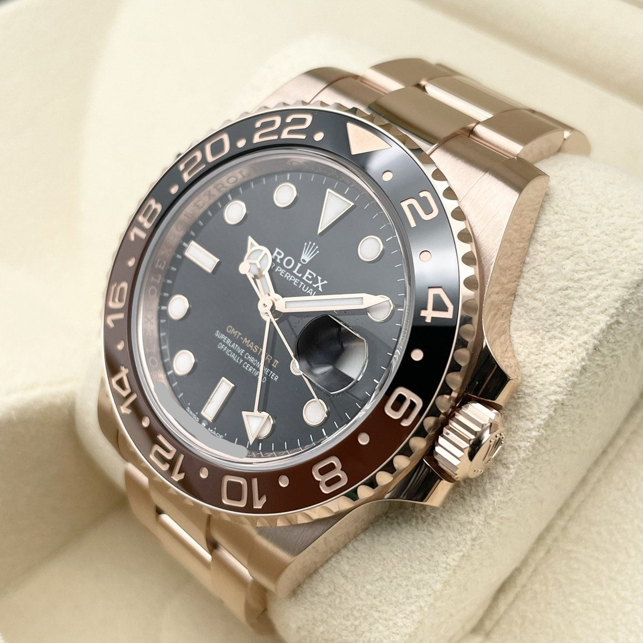 롤렉스 GMT 마스터 II 126715CHNR 블랙 에버 로즈 골드 굴 팔찌 40mm