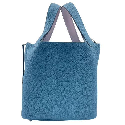 [Cash Special Price] Hermes Picotin Rock PM New Blue Gene/Mauve Pale Torillon Clemence Silver Fittings W Engraved