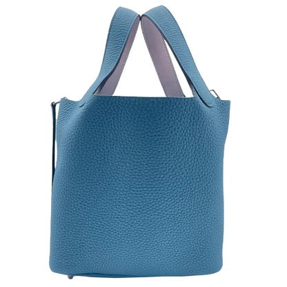 [Cash Special Price] Hermes Picotin Rock PM New Blue Gene/Mauve Pale Torillon Clemence Silver Fittings W Engraved