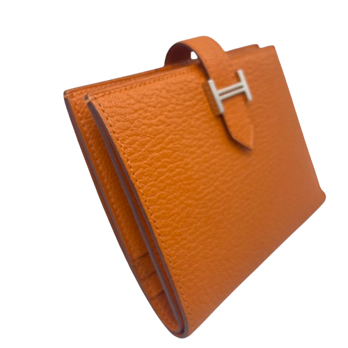 エルメス ベアンコンパクト オレンジ シェーブル シルバー金具 U刻印