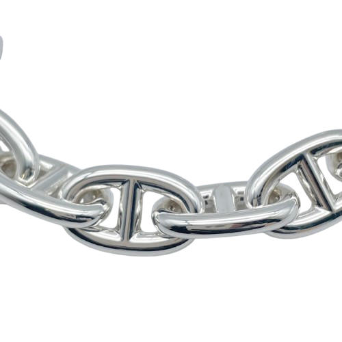 Pre-Owned Hermes Chaine Dunkle Bracelet MM Silver 925 16-panel