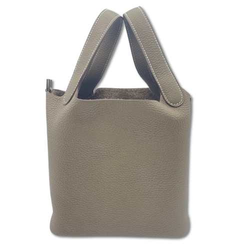 Hermes Picotin Lock PM Etoupe Torillon Clemence Silver Metal Fittings B 조각.