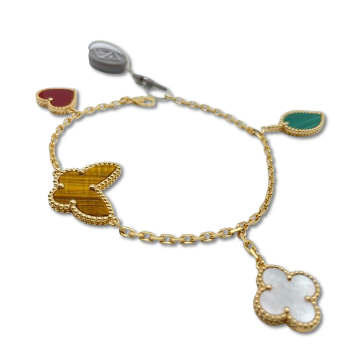 Pre-Owned Van Cleef & Arpels Lucky Alhambra Bracelet VCARD79600 4 motifs K18YG