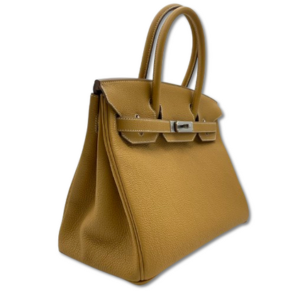 Hermes Birkin 30 Natural Sable Togo Silver Metal Fittings W Engraved