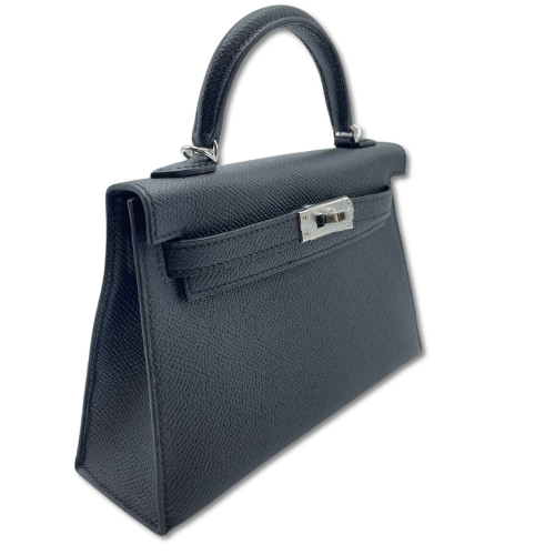 [Cash Price] Hermes Mini Kelly Noir Epson Silver Fittings W Engraved