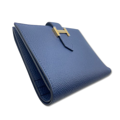 プレオウンド エルメス べアンコンパクト ブルーネイビー ゴールド金具 B刻印