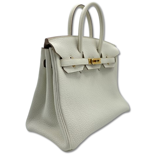 Hermes Birkin 25 버섯 토고 골드 ​​하드웨어 B가 새겨 져 있습니다