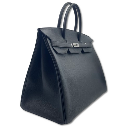 Hermes Birkin 40 Noir Togo Silver Metal Fitting K Engraved
