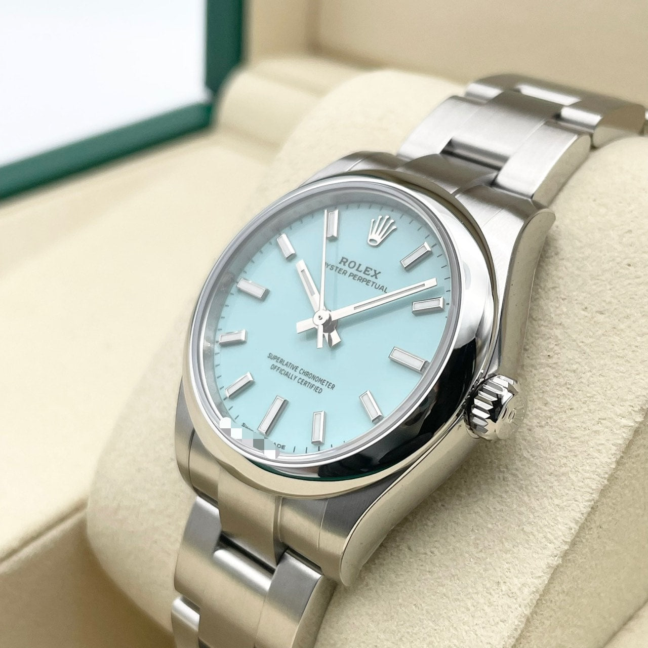 Pre-Owned [Full-out regular protective seal included] Rolex Oyster Perpetual 277200 Turquoise Blue Stainless Steel 31mm
