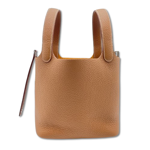 Pre-Owned Hermes Picotin Lock PM Gold Torillon Clemence Silver Metal Fitting K Engraved