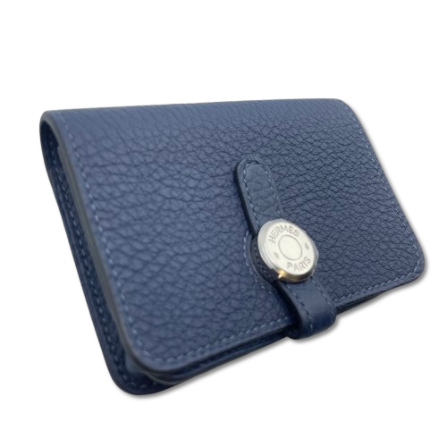 プレオウンド エルメス ドゴンカードケース ブルーアビス トゴ シルバー金具 W刻印