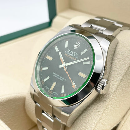 사전 소유의 롤렉스 밀가우스 116400GV 블랙 40mm 굴 팔찌