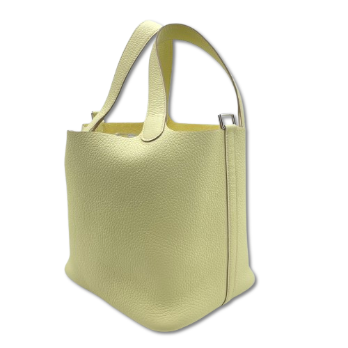Pre-Owned Hermes Picotin Lock MM Jaune Milton Torillon Clemence Silver Fitting K Engraved